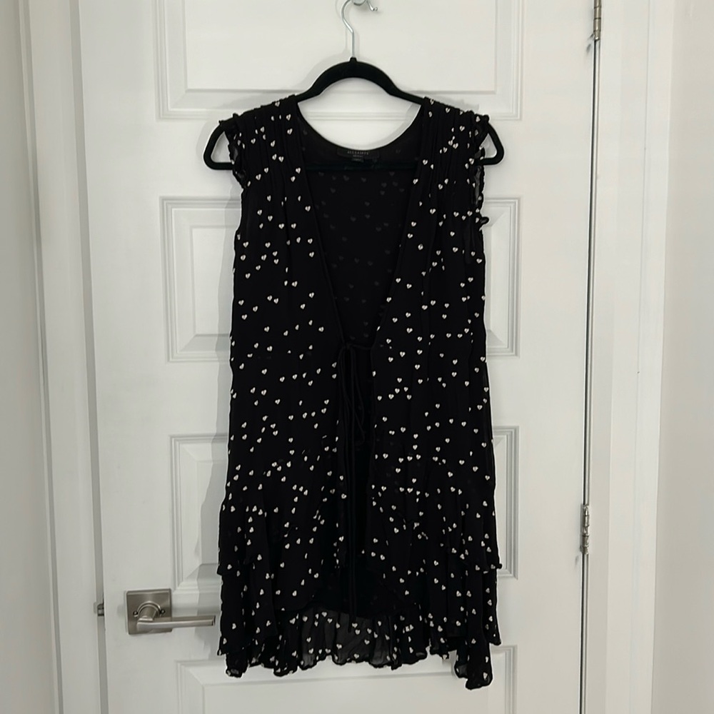 ALL SAINTS - open front sleeveless ruffles vest cardigan layering piece size med